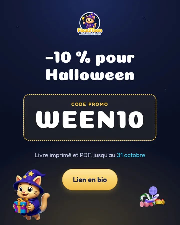 Offre Halloween Face2Toon avec le code promo WEEN10