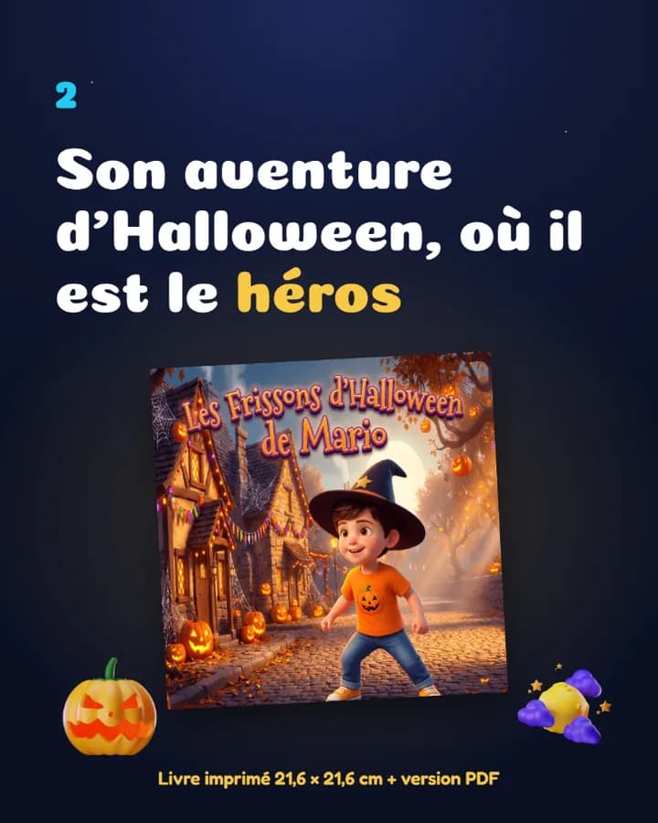 Couverture du livre « Les Frissons d'Halloween de Mario », avec l'enfant en héros